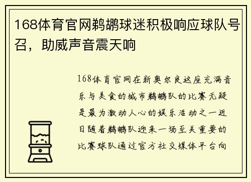 168体育官网鹈鹕球迷积极响应球队号召，助威声音震天响